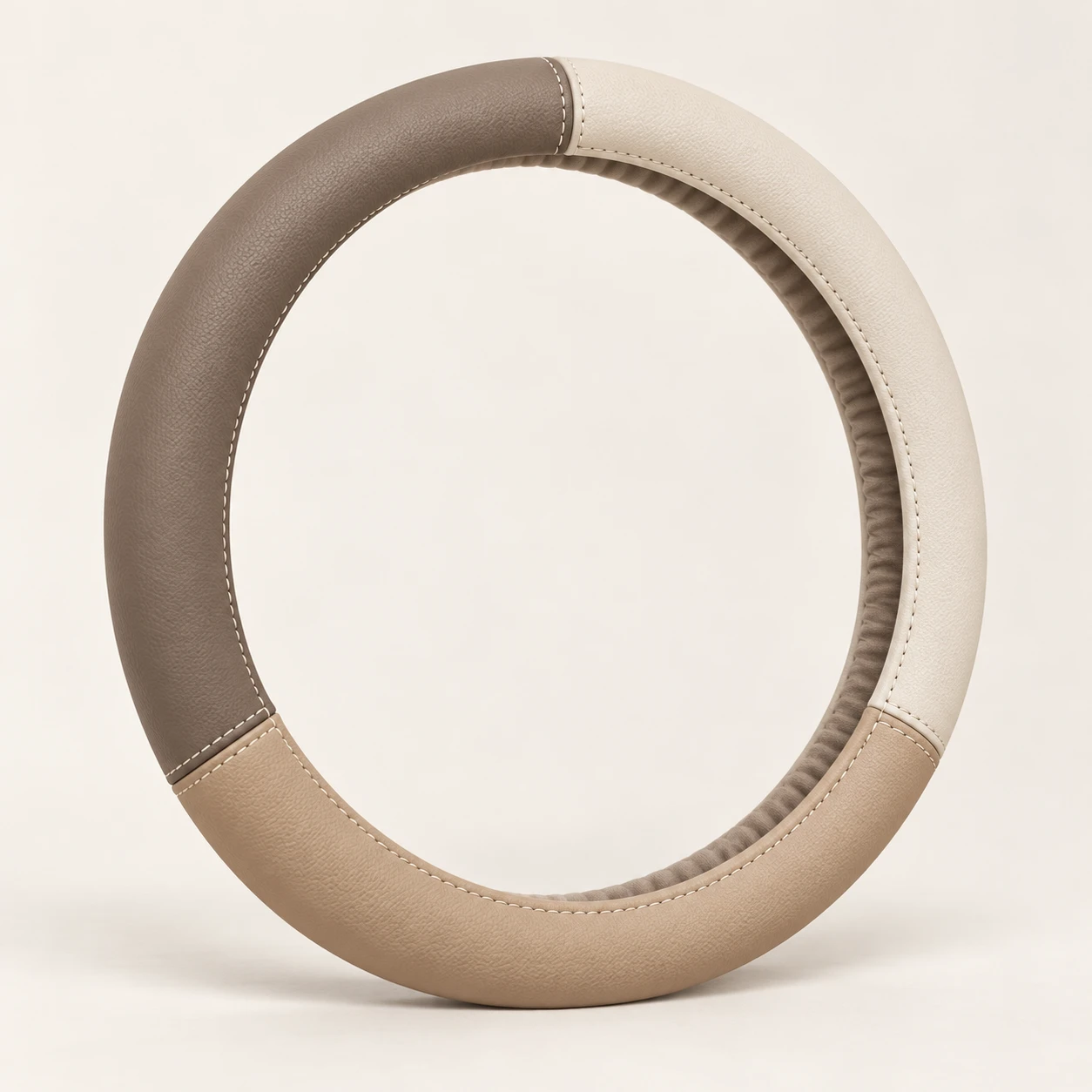 Taupe Cream & Clay Curved Panel Steering wheel cover in Taupe / cream / clay