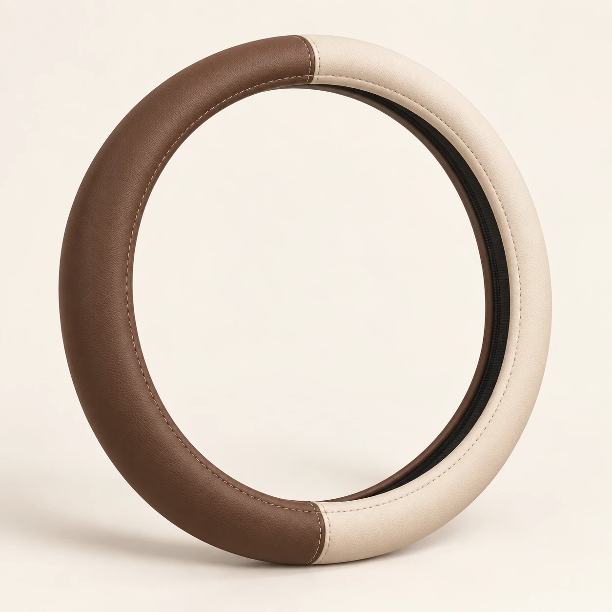 Cocoa & Cream Two-Tone Steering wheel cover in Cocoa / cream