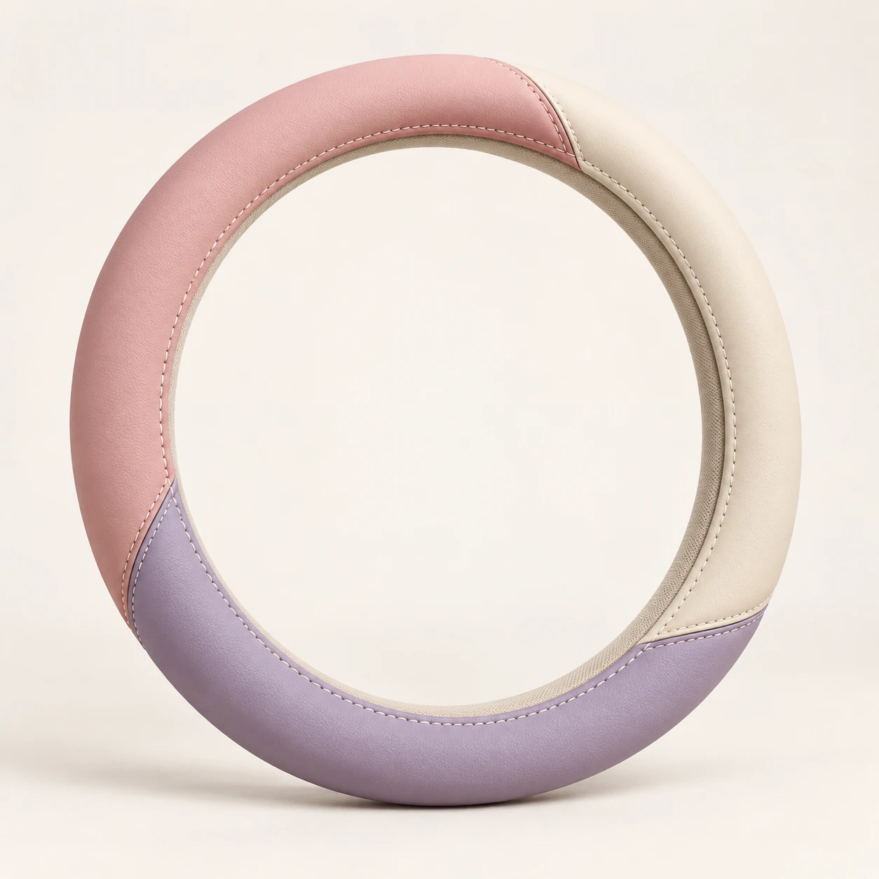 Pink Cream & Lilac Curved Panel Steering wheel cover in Dusty pink / cream / lilac