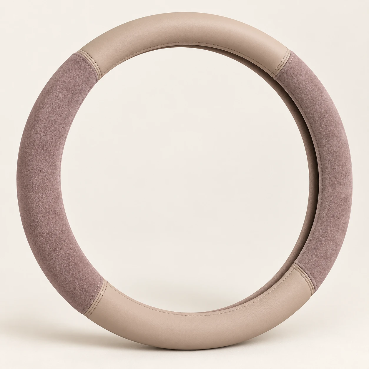 Mauve & Beige Suede Touch Steering wheel cover in Mauve / beige