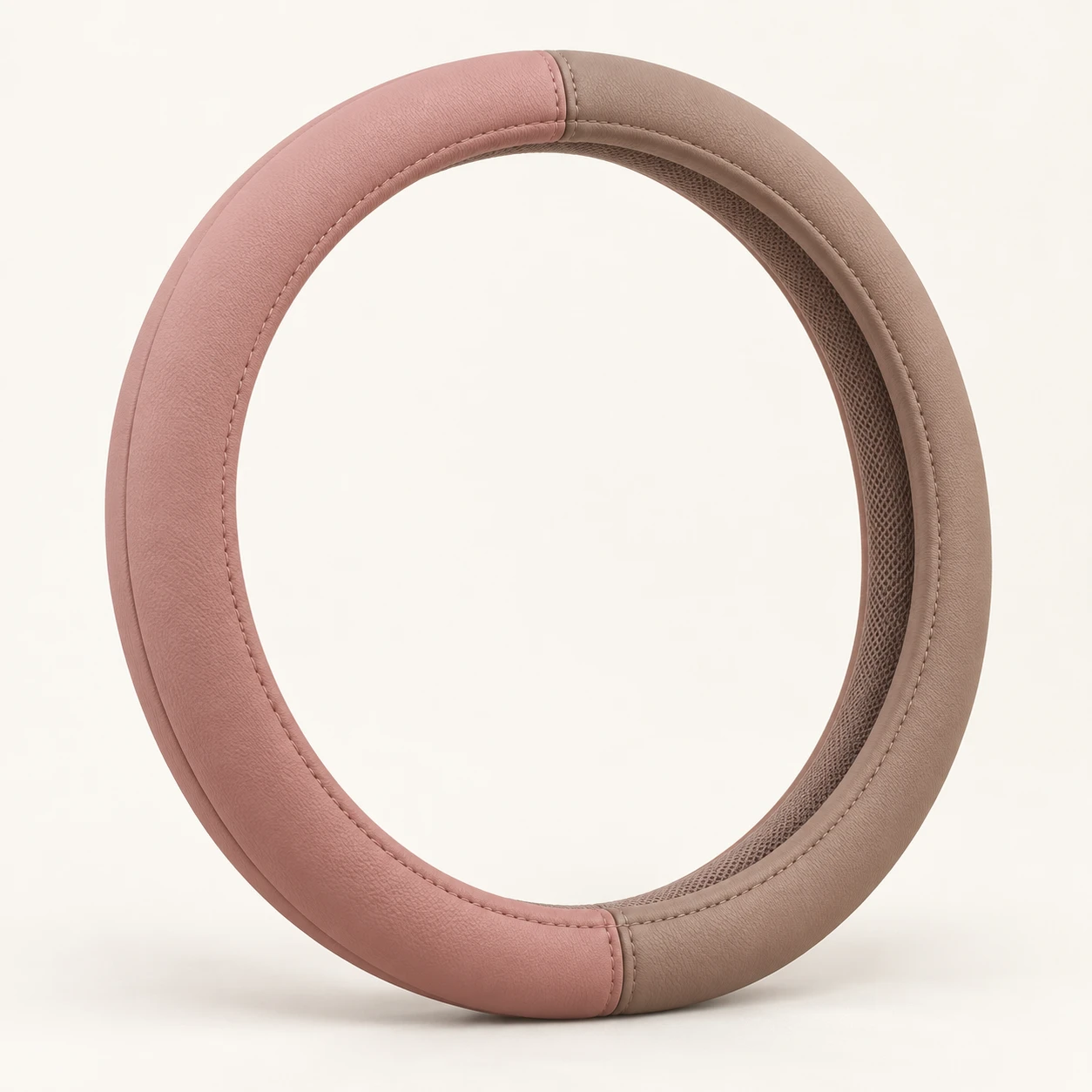 Dusty Rose & Clay Two-Tone Steering wheel cover in Dusty rose / muted clay