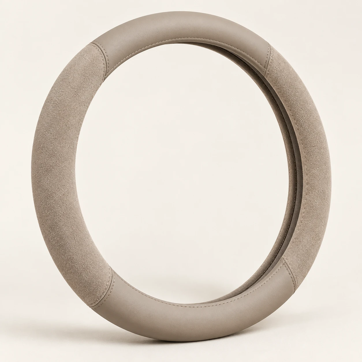 Sand & Taupe Suede Touch Steering wheel cover in Sand / taupe