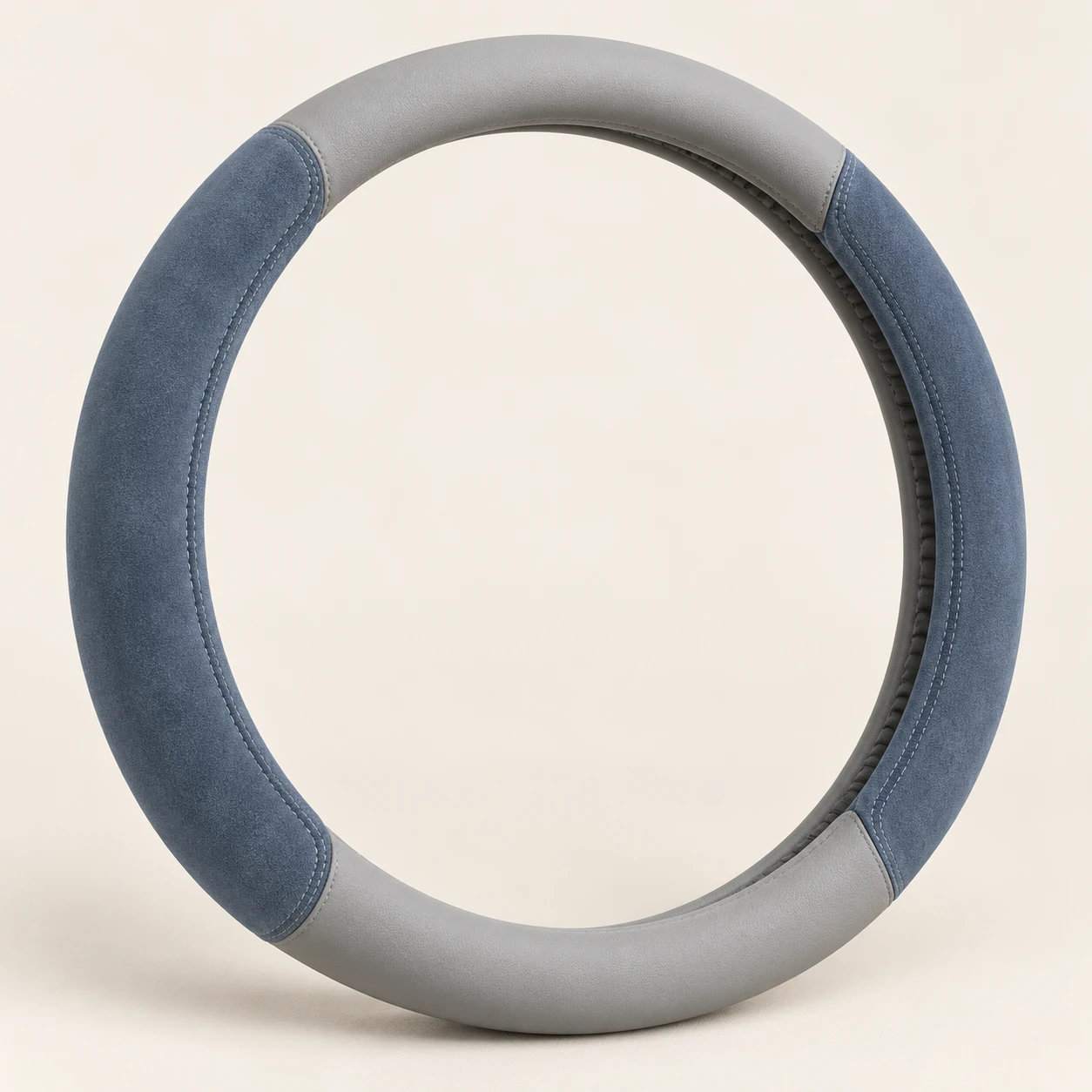 Slate Blue & Light Gray Suede Touch Steering wheel cover in Slate blue / light gray